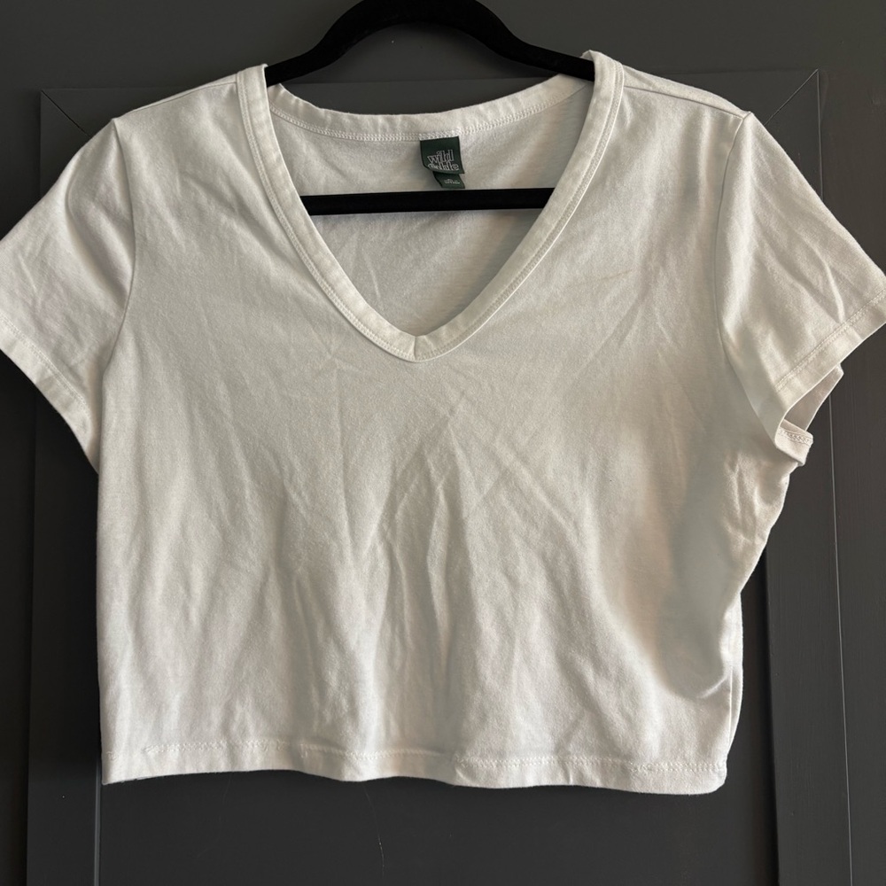 Wild Fable Cream V-Neck Crop Top